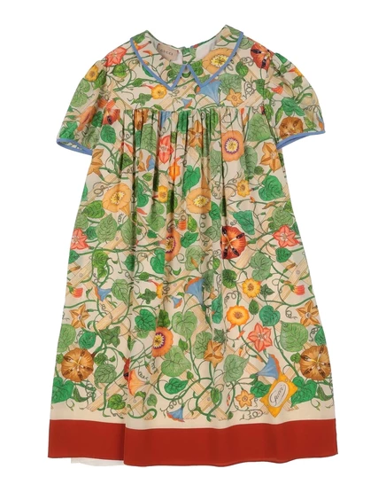 Платье для девочек Gucci шелковое, зелёное