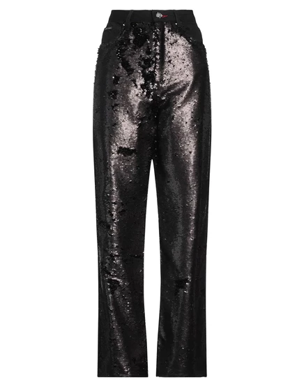 Женские широкие джинсы Philipp Plein Papermag, черные