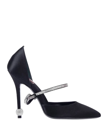 Женские туфли-лодочки Roger Vivier атласные с кристаллами, черные