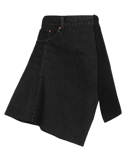 Женская асимметричная юбка Sacai, джинсовая, чёрная