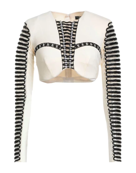Женский укороченный топ Elisabetta Franchi, кремовый
