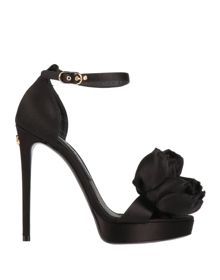 Женские сандалии Dolce & Gabbana WONDERWOMAN атласные, чёрные