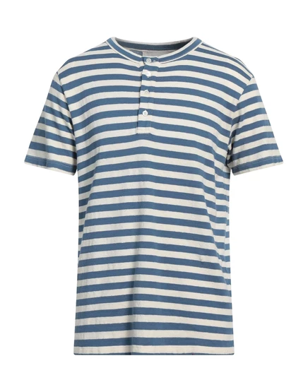 Мужская футболка Amaranto Henley в полоску, пастельно-синяя
