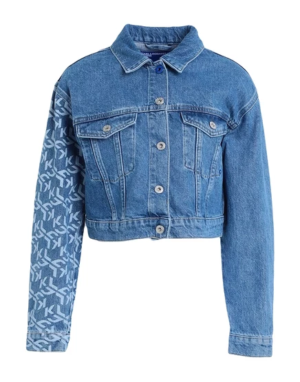 Женская джинсовая куртка Karl Lagerfeld Jeans укороченная, синяя