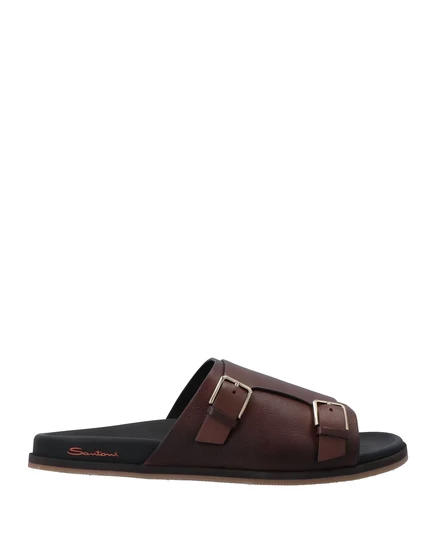Мужские шлепанцы Santoni Agata, кожаные, шоколадные