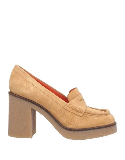 Женские мокасины Santoni замша, бежевые