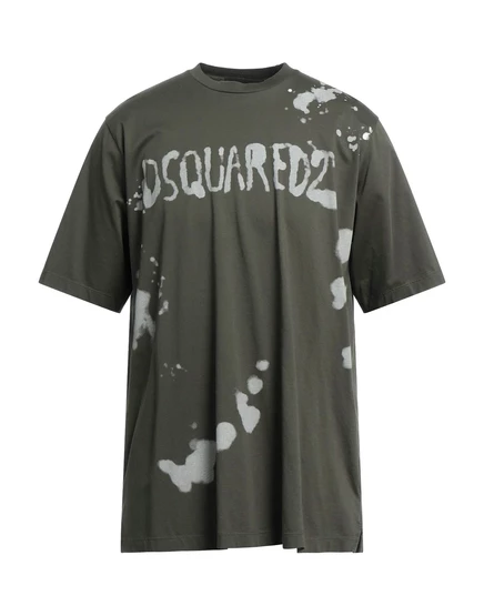 Мужская футболка Dsquared2 Papermag с принтом, зелёный милитари