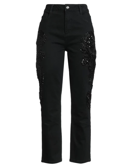 Женские джинсы Blugirl Jeans прямые с декором, чёрные
