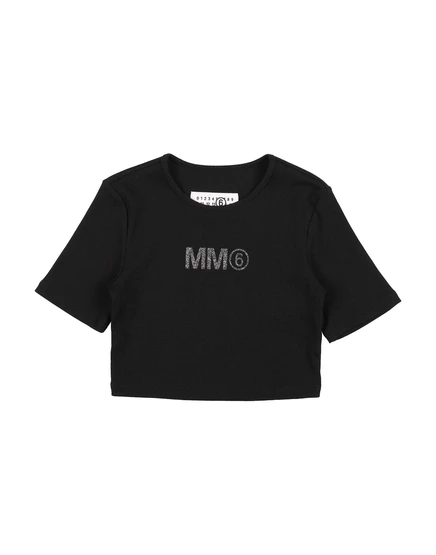 Женская футболка MM6 Maison Margiela с логотипом, черная
