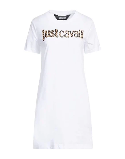 Женское короткое платье-футболка Just Cavalli, белое