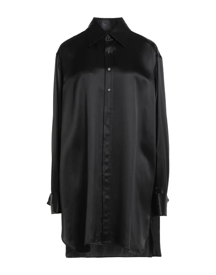 Женская рубашка Maison Margiela длинная атласная, чёрная