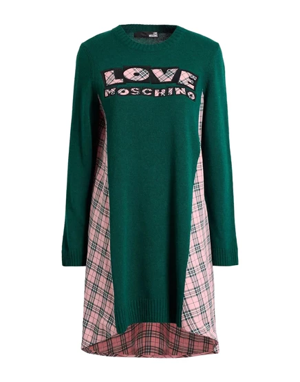 Женское мини-платье Love Moschino Lorenz_SP вязаное, зелёное