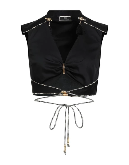 Женский укороченный топ Elisabetta Franchi, черный