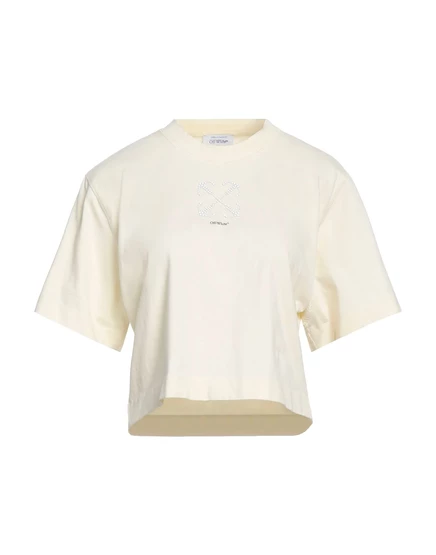 Женская футболка Off-White, укороченная, кремовая