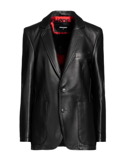 Женский кожаный пиджак DSquared2 PAPERMAG, черный