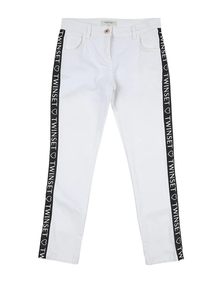 Женские джинсы Twinset Promotion Junior с боковыми полосами, белые