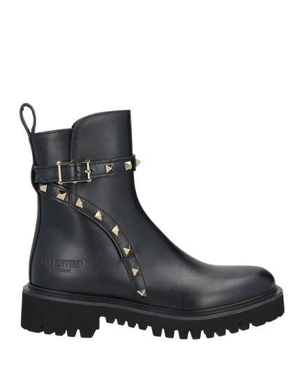 Женские байкерские ботинки Valentino Garavani кожаные, черные