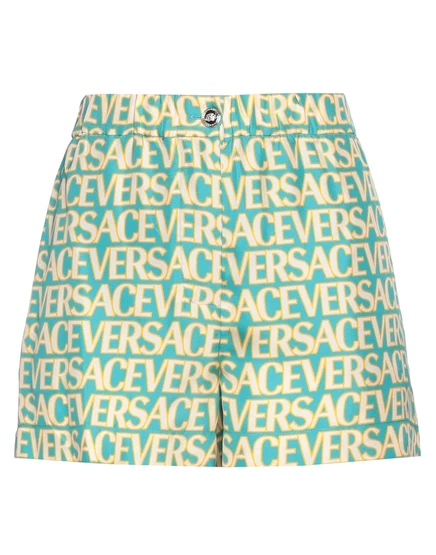 Женские шелковые шорты Versace, бирюзовые