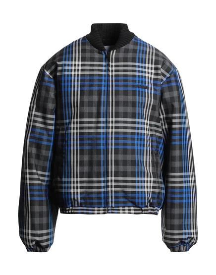 Мужская утепленная куртка MSGM, клетчатая, лазурная