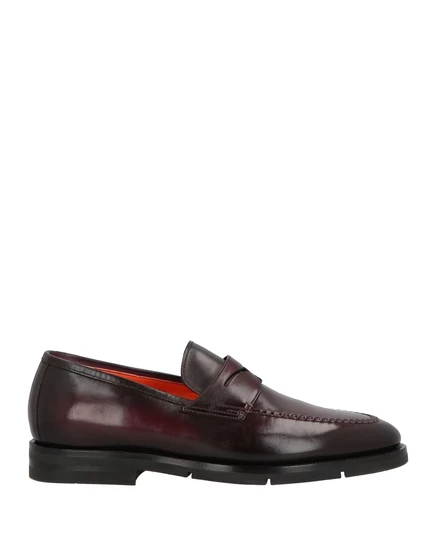 Мужские лоферы-пенни Santoni, кожаные, бордовые