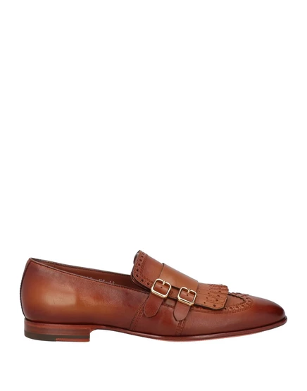 Мужские лоферы Santoni с пряжками, кожаные, коричневые