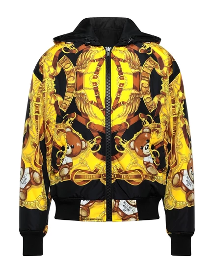 Мужская куртка-бомбер Moschino с капюшоном, охра