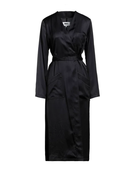 Женское миди-платье MM6 Maison Margiela HAMISH атлас, с запахом, чёрное