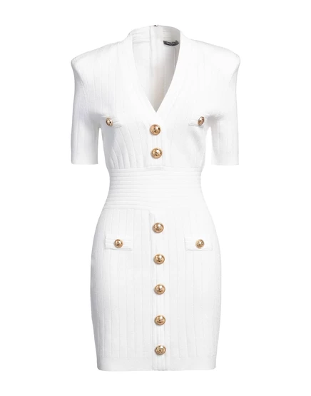Женское короткое платье Balmain трикотажное, слоновая кость