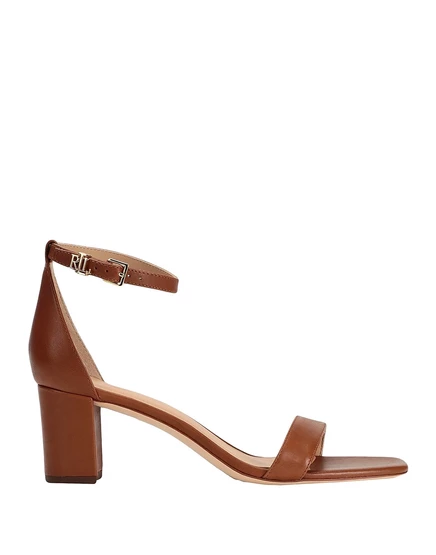 Женские босоножки Lauren Ralph Lauren кожаные слингбэк, коричневые