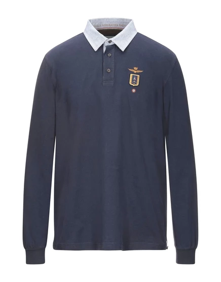 Мужское поло aeronautica militare из хлопка, иссиня-чёрное
