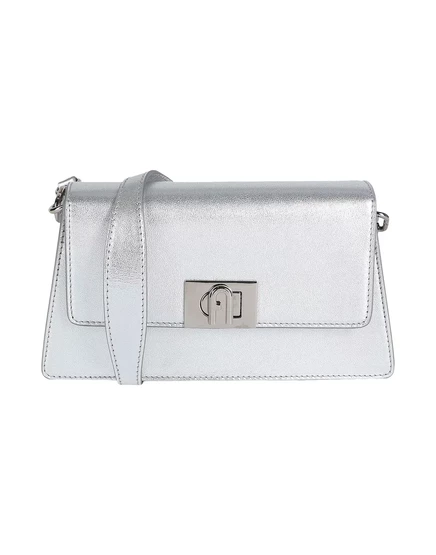 Женская сумка-багет Furla Papermag, серебристая