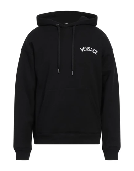 Мужское худи Versace с вышитым логотипом, черное