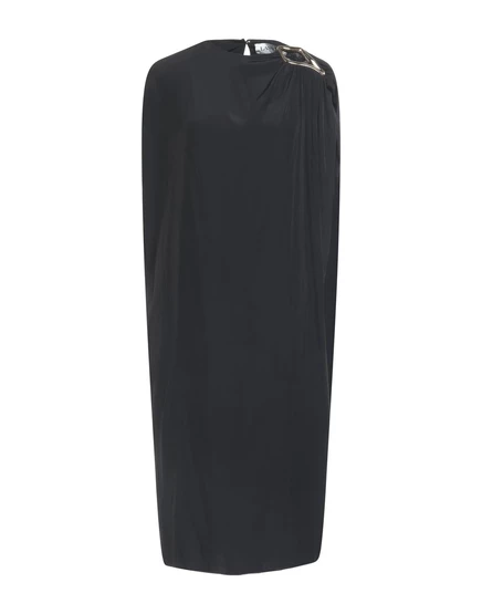 Женское платье Lanvin атласное черное с декором