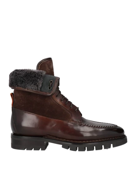 Мужские ботинки Santoni утеплённые, тёмно-коричневые