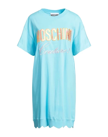 Женское платье-футболка Moschino Papermag, бирюзовое