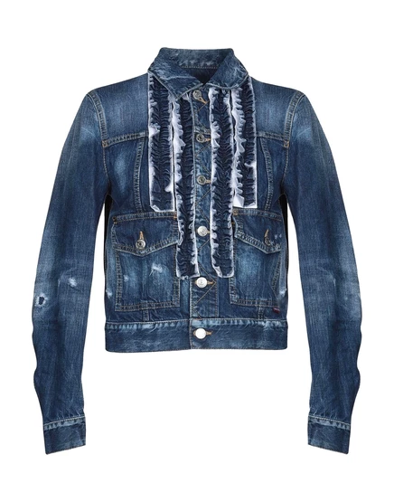Женская джинсовая куртка DSquared2, эффект делаве, синяя