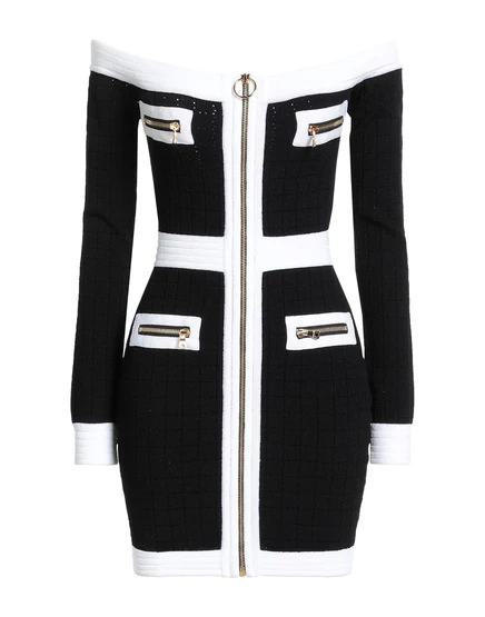 Женское мини-платье Balmain с интарсией, черное
