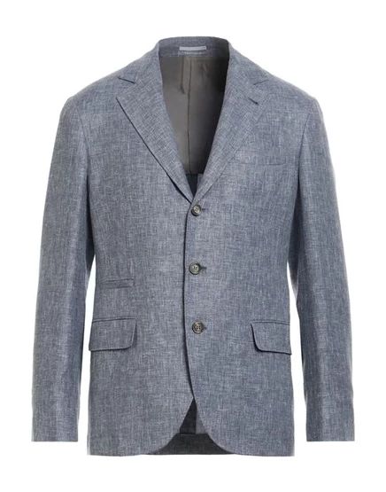 Пиджак Brunello Cucinelli из льна и шерсти, синий