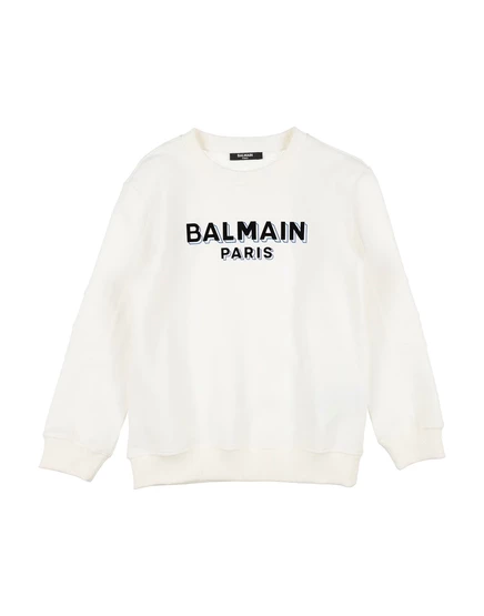 Мужская толстовка balmain junior с логотипом, гипсово-белый