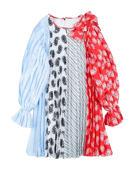 Платье для девочек MSGM Junior атласное плиссе с бантом, белое