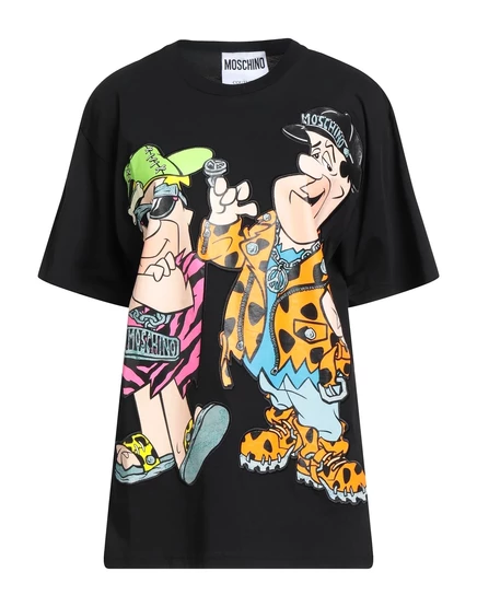 Женская футболка Moschino PAPERMAG с принтом, черная