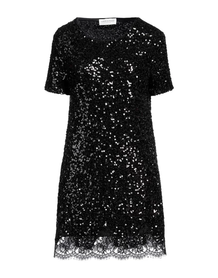 Женское мини-платье Ermanno Firenze PAPERMAG с пайетками, чёрное