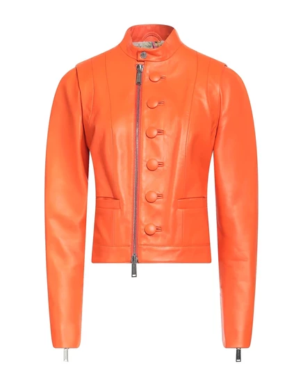 Женская кожаная куртка DSquared2, оранжевая