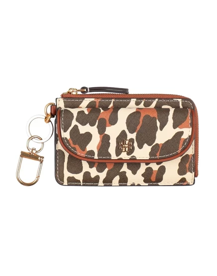 Женский кошелёк Tory Burch PAPERMAG с леопардовым рисунком, светло-кремовый