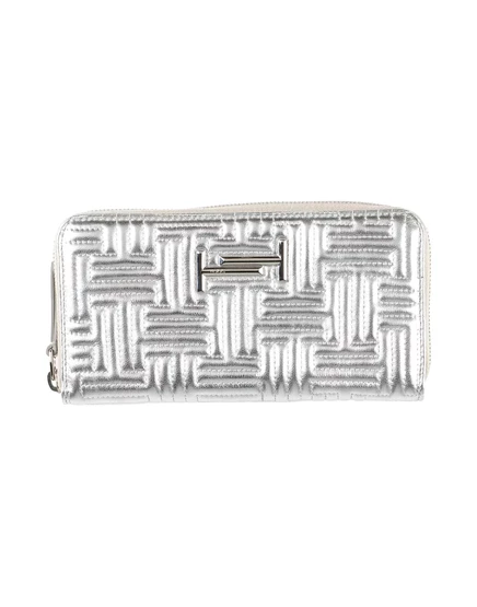 Женский кошелёк Tod's кожаный с молнией, серебристый