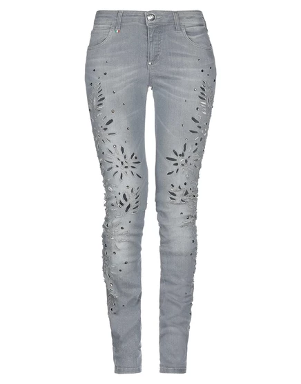 Женские джинсы Philipp Plein Hamish с кристаллами, серые