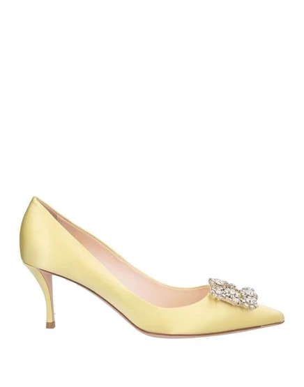 Женские туфли Roger Vivier с кристаллами, светло-жёлтые
