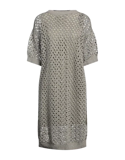 Женское короткое платье Brunello Cucinelli Papermag с пайетками, зелёный милитари