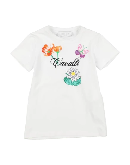 Женская футболка Roberto Cavalli KIDS джерси, круглый вырез, белая