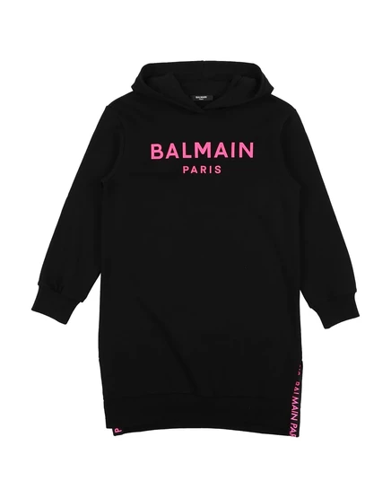 Детское платье Balmain с капюшоном, черное